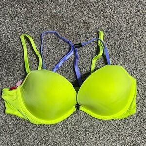Vibrant Yellow Bra with Purple Straps